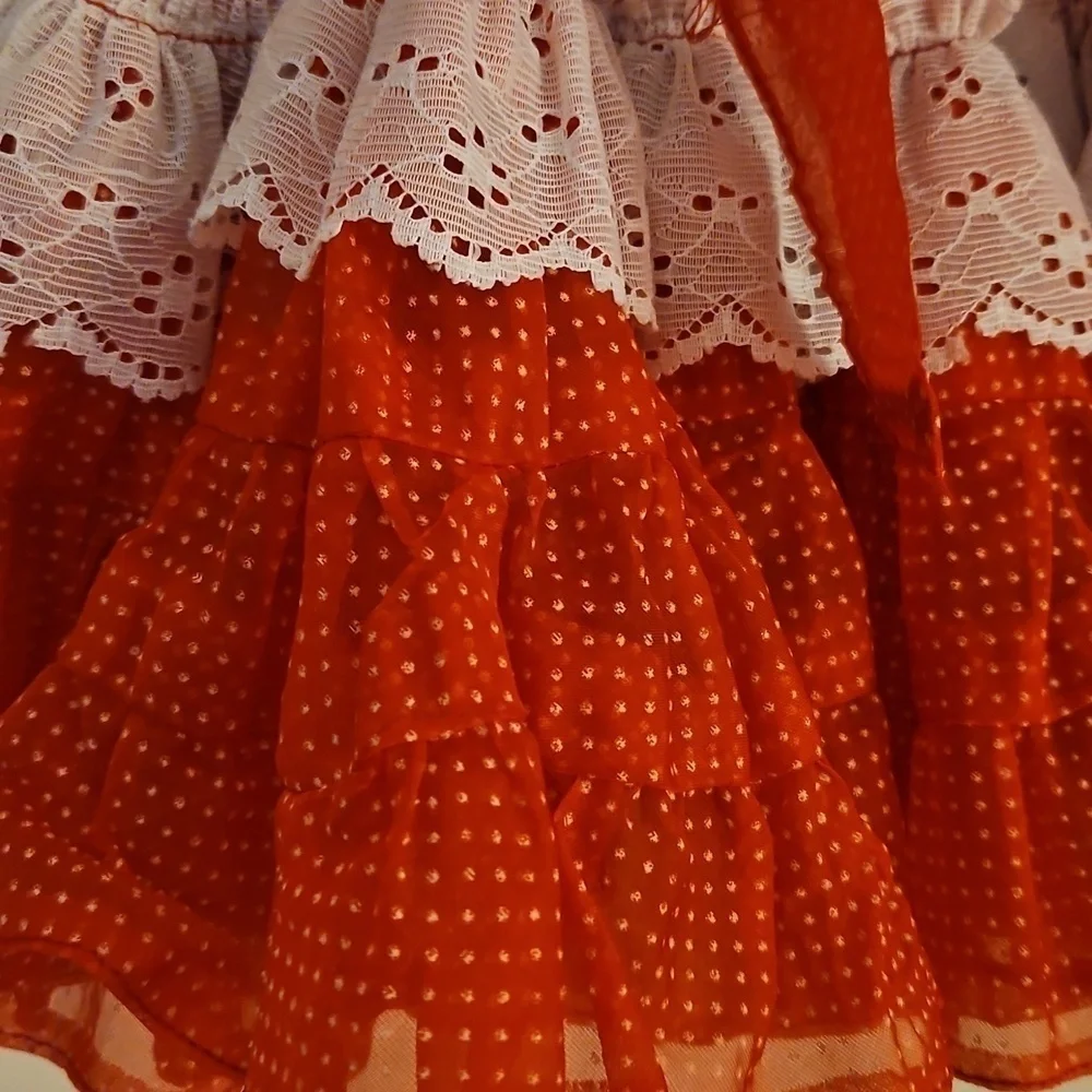 Vintage Handmade Red and White Pin Dot Ruffled Circle Lolita Pageant Dress